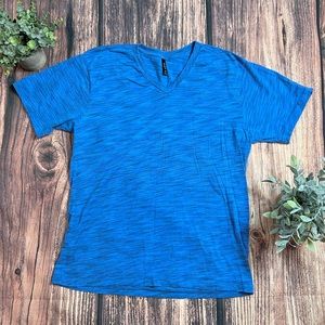 RVCA Solid Blue Feeder-Stripe Graphic T-Shirt